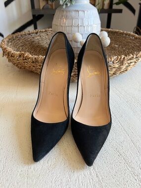 Christian Louboutin Black Suede Pointed Toe Pumps